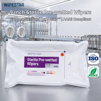 WIPESTAR Lingettes pré-humidifiées pour salle blanche, stériles, 100 % polyester, 50 lingettes, ISO13485, stérilisées par rayonnement gamma