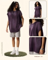 Débardeur Homme 285 g/m² Épais Respirant Délavé Effet Vieilli Épaules Tombantes Coupe Oversize Bords Bruts Vintage Uni Hip Hop