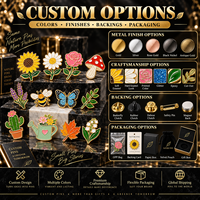 Broche personnalisée en émail, motifs fleurs, papillons, abeilles, feuilles, champignons, plantes, nature, fabrication en usine, OEM, vente en gros, épingles métalliques