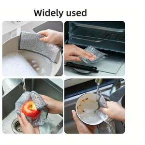 10個1パックポリエステル洗面器再使用可能グリース防止クイックドライ食器洗浄ラグウェットドライ用キッチンクリーニング布 - Product Image 5