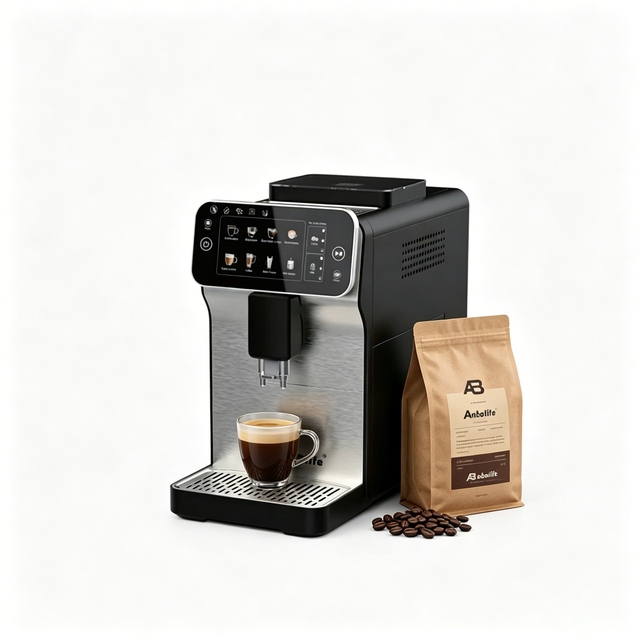Anbolife OEM/ODM Household Vintage Espresso Coffee Machine, Stainless Steel Automatic Coffee Maker with Self-brew Function