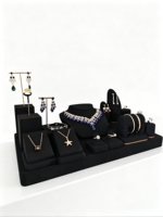Ensemble de présentoirs à bijoux réglables DOC Black Luxury avec fond en velours, support en métal en forme de T, personnalisable pour bracelets et bagues