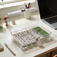 Boîte de rangement pour mahjong en acrylique transparent de haute qualité, personnalisable en usine, épaissie et polie, présentoir pour mahjong en acrylique transparent