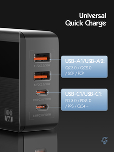 Adaptateur de chargeur de bureau multifonctionnel universel pour téléphone portable et ordinateur portable LDNIO A4809C 100W GaN à charge rapide avec 4 ports - Product Image 2