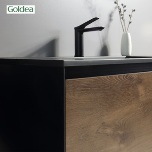 <span class=keywords><strong>Goldea</strong></span> 2025, Exhibición en la Feria de Cantón, Mueble de Baño con Superficie de Madera Melamina y Marco de Metal Negro, YBC205C-080 - Product Image 2
