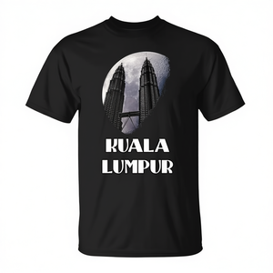 Camiseta con silueta de la Luna de las Torres Gemelas de Kuala Lumpur, ropa informal negra para hombre - Product Image 2