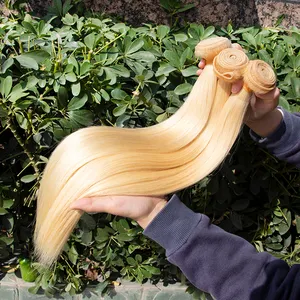 工厂批发高品质俄罗斯角质层对齐处女头发 613 彩色金发人发编织束