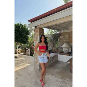 Casual Red Window Detail <b>Bodysuit</b> with <b>Tummy</b> <b>Control</b> Feature Skinny Fit Knitting Fabric Above Knee Length for All Seasons - Product Image 3