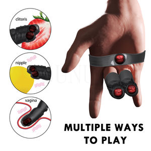 Бесплатная Индивидуальная коробка-Двойной вибрирующий палец рукав флирт точки G соска массажный клитор стимулятор Женский мастурбатор лесбиянка - Product Image 4