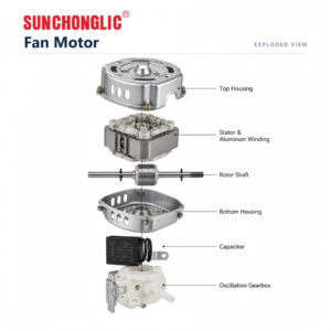 มอเตอร์พัดลมตั้งโต๊ะ <span class=keywords><strong>7118</strong></span> 7120 AC 220V 50W 1200rpm ลวดอลูมิเนียม อะไหล่พัดลมทนทาน โรงงานผลิตโดยตรง - Product Image 3