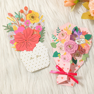 Carte de vœux 3D stéréo en forme de fleur, carte de vœux créative pour les fêtes, pour la Saint-Valentin, invitation de mariage, carte de vœux manuscrite - Product Image 1