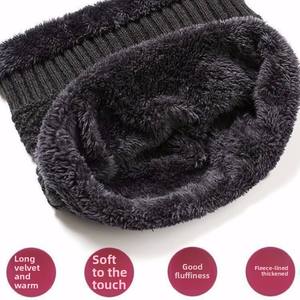 Gorro de Punto Grueso de Invierno al por Mayor para Hombre, Cuello de Terciopelo Cálido Integrado, Cortavientos y Resistente al Frío para Mujer - Product Image 2