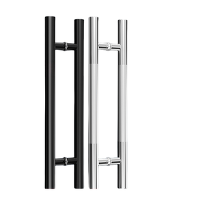 Poignée de tirage et de poussée ronde longue en acier inoxydable, style moderne et minimaliste, pour <span class=keywords><strong>porte</strong></span> d'entrée en verre ou en <span class=keywords><strong>bois</strong></span>, idéale pour l'extérieur et les halls. - Product Image 1