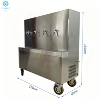 Distributeur d'eau glacée commercial 200L/H avec double réservoir d'eau froide de 50L en acier inoxydable 304, robinet à poussoir, refroidisseur d'eau extérieur