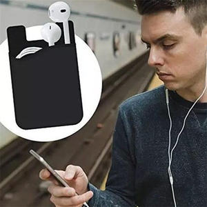 Prix de gros de porte-cartes de visite en silicone écologique pour téléphone portable avec impression de logo personnalisée - Product Image 4