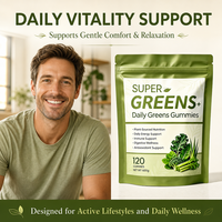SYC BIO Super Greens Gummies Mélange de légumes verts quotidiens Harmonie digestive Complément alimentaire quotidien 120 unités Sac de 600g OEM Marque privée ODM