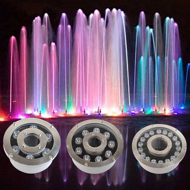 RGB Led Submersible Light Stainless Steel Waterfalls Pond Swimming Pool Light IP68 DMX Ring Donut Underwater Fountain Lights