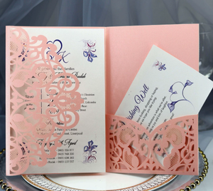 Tarjetas de Invitación con Borde de Encaje Cortado con Láser Estilo Europeo DAMAI, Color Azul Marino, para Bodas, Negocios y Fiestas - Product Image 4