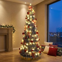 2027 Großhandel Hochwertiger 150CM-210CM Ausziehbarer Faltbarer PVC-Weihnachtsbaum mit Beleuchtung für Weihnachten und Feiertage zu Hause