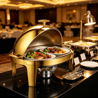 Ensemble de chauffe-plats de luxe de style arabe en acier inoxydable 6L, alimenté au combustible, pour buffet, mariage, banquet et hôtel