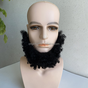 Base en PU personnalisé cheveux humains visage <span class=keywords><strong>barbe</strong></span> moustache Costume <span class=keywords><strong>barbe</strong></span> pour hommes maquillage réaliste fausses barbes Halloween Cosplay - Product Image 4