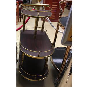 Troli minuman kayu baja Modern Display seluler untuk makan malam kue makanan penutup teh anggur di hotel restoran atau bar rumah - Product Image 4