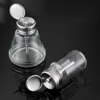Flacon pompe en verre transparent avec bouchon à clapet métallique, récipient à pression rechargeable pour liquides