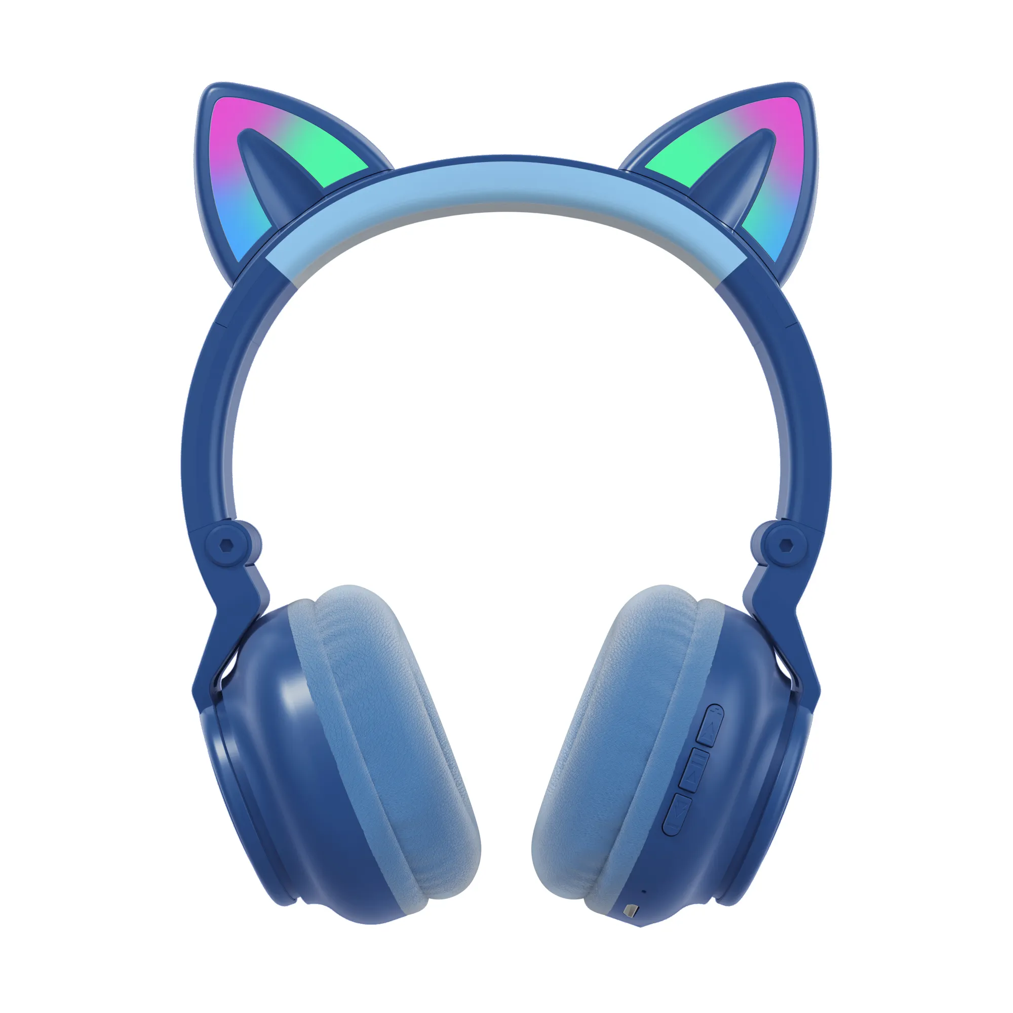 2021 New Trending Led Lights Foldable Gaming Headset Bt 5.0 Wireless Cat Ear Headphones
