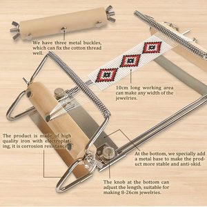Kit de métier à <span class=keywords><strong>perles</strong></span> réglable en acier inoxydable Hobbyworker, ensemble de métier à <span class=keywords><strong>tisser</strong></span> <span class=keywords><strong>pour</strong></span> la fabrication de bijoux DIY (bracelets, colliers) avec outils - Product Image 2