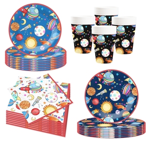 DAMAI - Decoración para Fiestas de Cumpleaños con Temática Espacial, Platos, Servilletas y Vasos de Papel para Niños - Product Image 1
