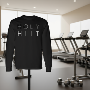 Camiseta Deportiva de Manga Larga Holy HIIT Negra Unisex de Secado Rápido para Gimnasio - Product Image 2