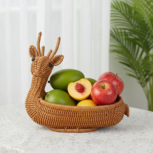Cesta de mimbre con forma de ciervo marrón para frutas, contenedor de almacenamiento para cocina, sala de estar, uso decorativo - Product Image 4