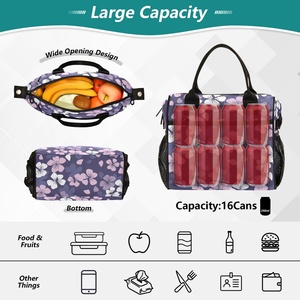 Hawaiian Flower Design Custom Logo Reusable Insulated Disposable Cooler Bag Thermal Zipper Picnic Cool Lunch Bag for Lady - Product Image 4