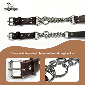 Stainless Steel Triangular Chain Leather Collar <b>Dog</b> Neck Collar Neck Collar Neck Collar Anti-explosion Impact Contraction Chain - Product Image 4