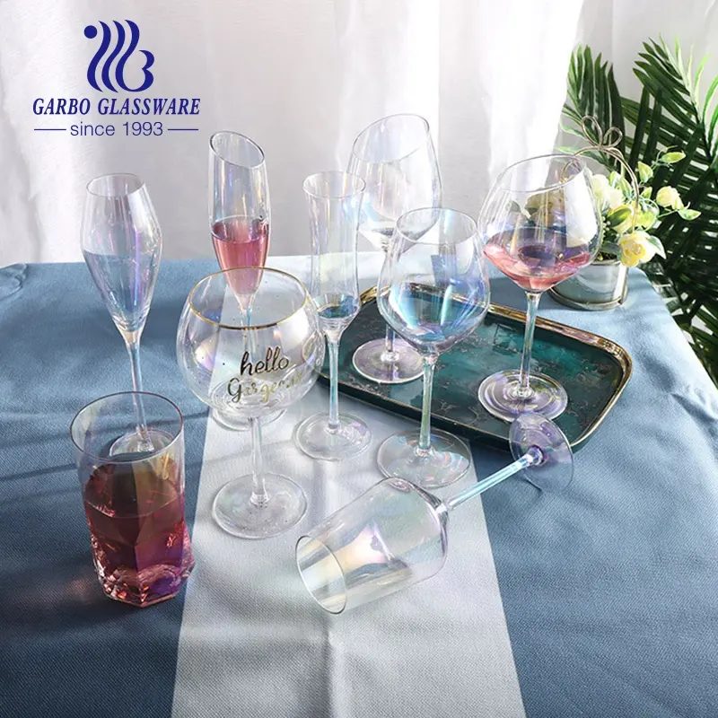 แก้วไวน์ติดเพชรสำหรับใส่แก้วไวน์,แก้ววิสกี้ส่วนตัวทรงต่างๆสีสันสวยงามเคลือบด้วยไอออน