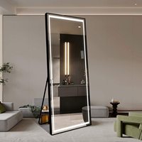 Grand miroir sur pied pour chambre à coucher, miroir mural intelligent à LED pleine longueur avec support
