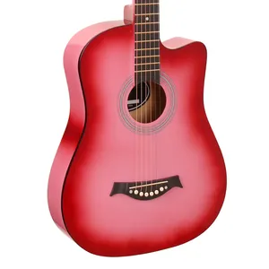 Guitare acoustique professionnelle à prix Direct, guitare populaire rose chinoise bon marché, OEM brillant, 38 pouces