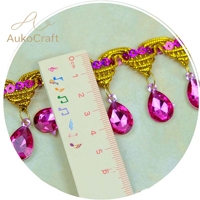 Accessoires de couture DIY pour vêtements : Ruban de dentelle pour chapeau, Strass en goutte, Diamants, Dentelle à franges à paillettes pour costumes et robes