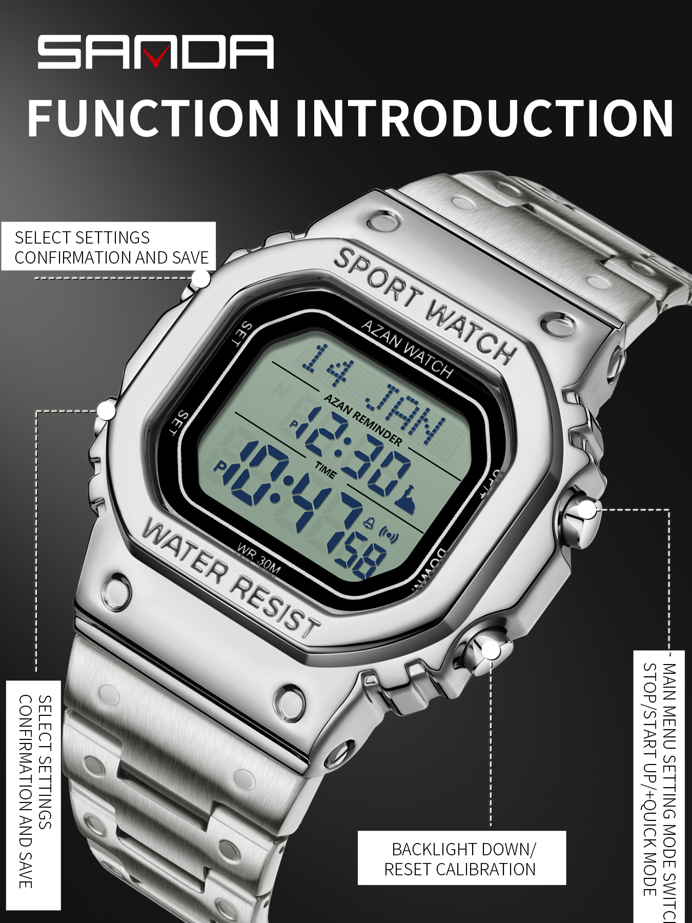 sanda steel watch