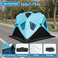 Tente de pêche sur glace thermique populaire, style pop, en tissu Oxford, avec poteaux en fibre de verre, pour 3-5 personnes, résistante au froid, chaude, pour l'hiver, à toit surélevé, facile à monter