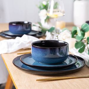 Juego de Vajilla de Porcelana Ecológica Azul de Lujo Nórdico, Platos Ovalados, Diseño Minimalista, Alta Calidad, Más Vendidos - Product Image 3