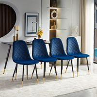 Chaises de salle à manger en velours, chaises de cuisine de couleur unie, tabourets rembourrés avec dossier, pieds en métal