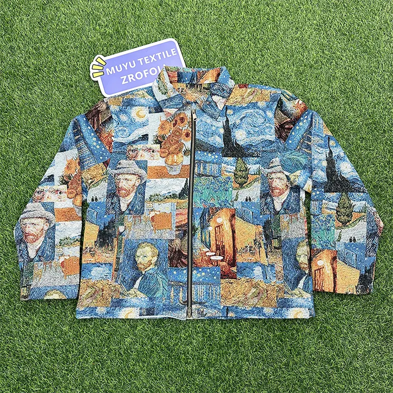 Van Gogh Serie Wandtapijt Kleding Jas Voor Mannen Stijlvolle Street Jacket Custom Heren Tapijt Jas