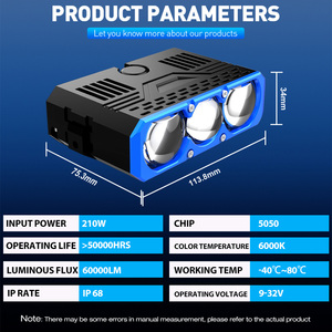 Xenplus กระจังหน้า LED GM02ใหม่210W 60000LM สว่างมากโคมไฟ3เลนส์สำหรับรถออฟโรด SUV Ford Toyota Trunk - Product Image 6
