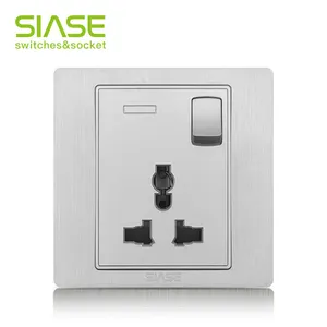 Metal Durable 3 pin 1 gang multi plug s033 switch socket 220v 220v residential general purpose 13a wall socket