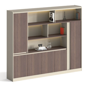Modern Walnut Color <strong>Wooden</strong> Office Storage Unit Filing <strong>Cabinet</strong> With Sturdy Design -2400*400*2000 - Product Image 1