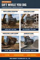 Cazo Cribador Reforzado para Excavadora, Accesorio de Cribado Ajustable de 30-100mm para CAT, Komatsu, Volvo, Hitachi de 1-50 Toneladas