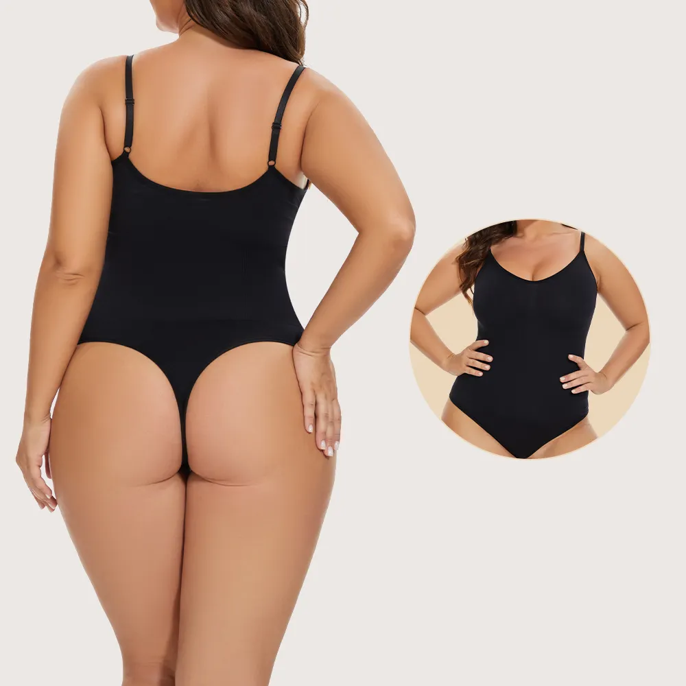 Combishort sans manches pour femmes, body, string, sans couture, moulante, grande taille, étiquette porte-bonheur, combinaison une pièce, S-SHAPER