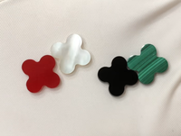 Cabochon Fleur en Agate Noire et Rouge, Pierre Naturelle, avec Zircon Incrusté sur 3 Couches, pour Montures de Bagues, Boucles d'Oreilles et Pendentifs