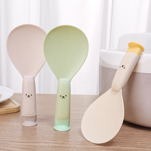 Cuchara de silicona resistente a altas temperaturas con ventosa, utensilio de cocina antiadherente para arroz, herramienta de almacenamiento vertical para olla arrocera - Product Image 1